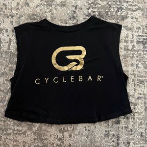 Cyclebar black gold crop tank small